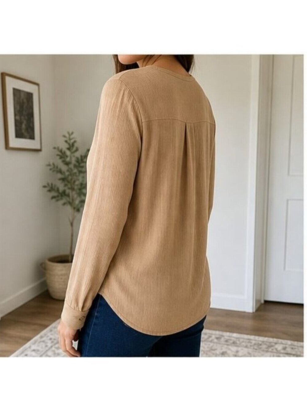 Camel Ruffle Blouse - Picture 3 of 6